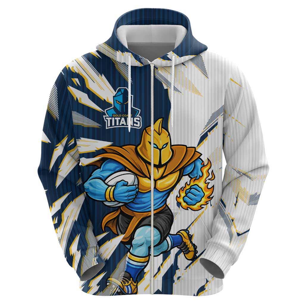 Personalized Gold Coast Titans Hoodie Dynamic Lightning Mascot Rugby Australia