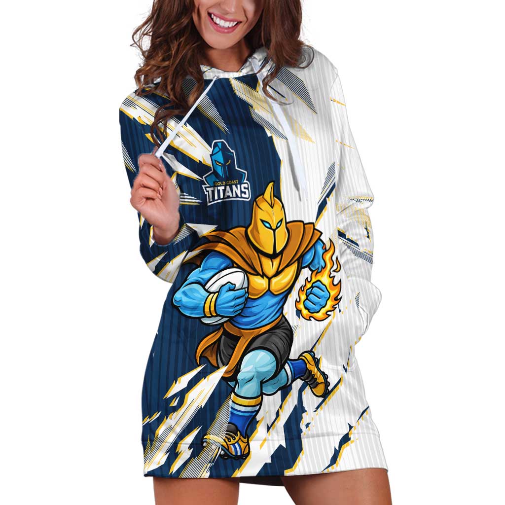 Personalized Gold Coast Titans Hoodie Dress Dynamic Lightning Mascot Rugby Australia