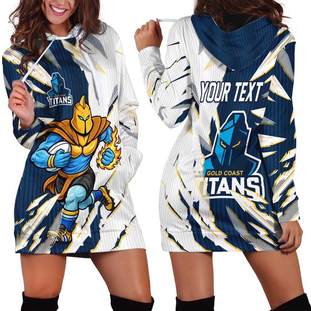 Personalized Gold Coast Titans Hoodie Dress Dynamic Lightning Mascot Rugby Australia