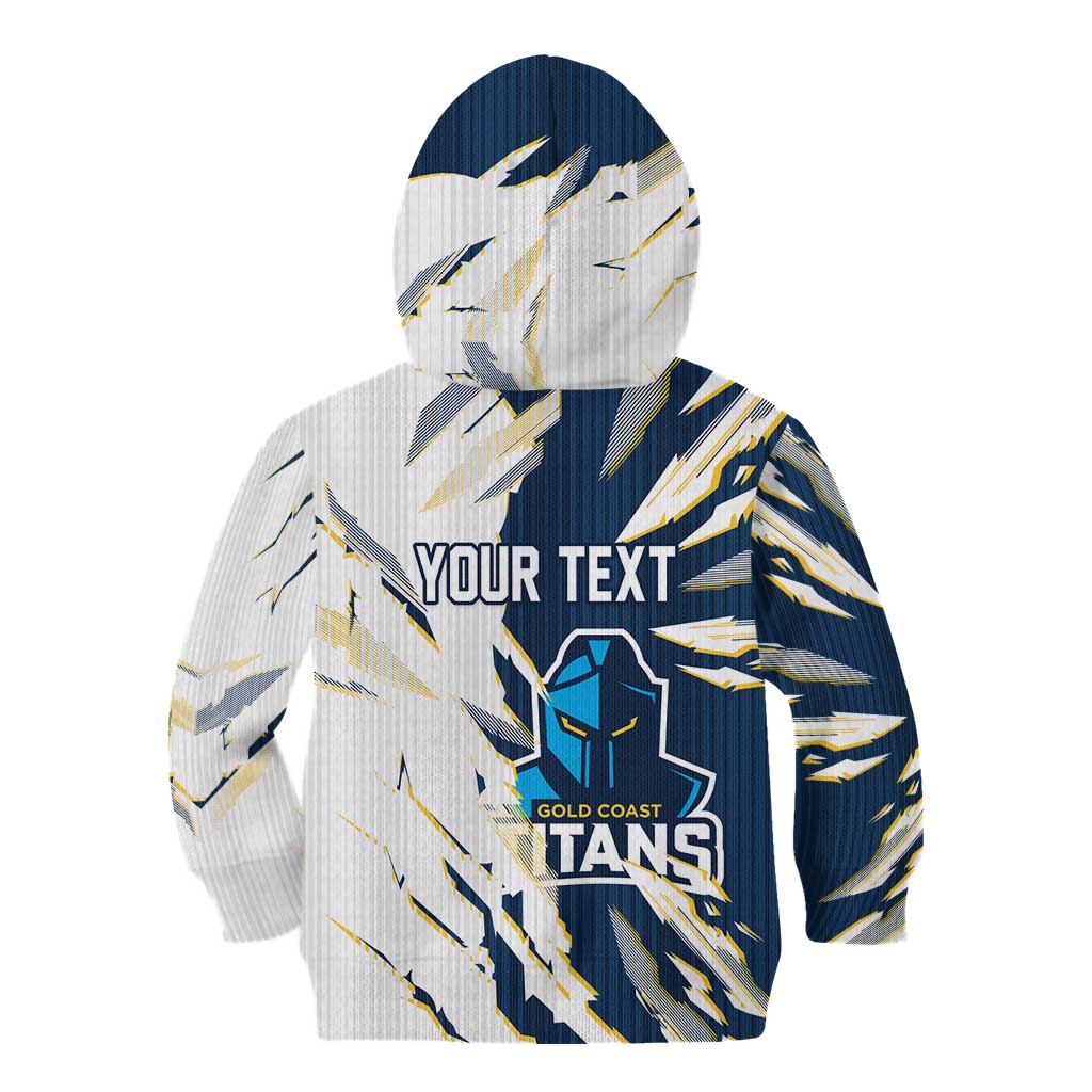 Personalized Gold Coast Titans Kid Hoodie Dynamic Lightning Mascot Rugby Australia