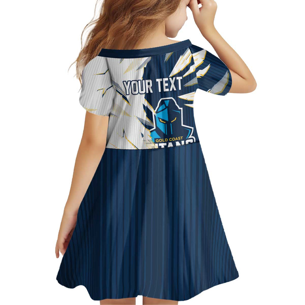 Personalized Gold Coast Titans Kid Short Sleeve Dress Dynamic Lightning Mascot Rugby Australia