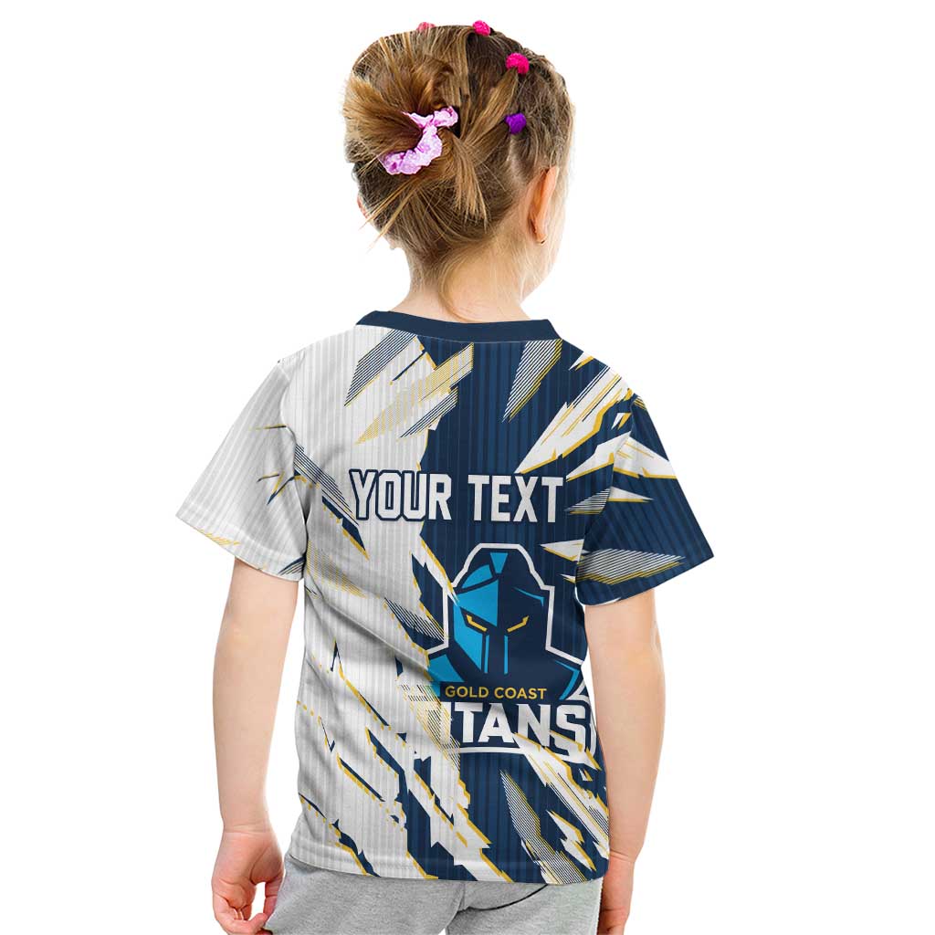Personalized Gold Coast Titans Kid T Shirt Dynamic Lightning Mascot Rugby Australia