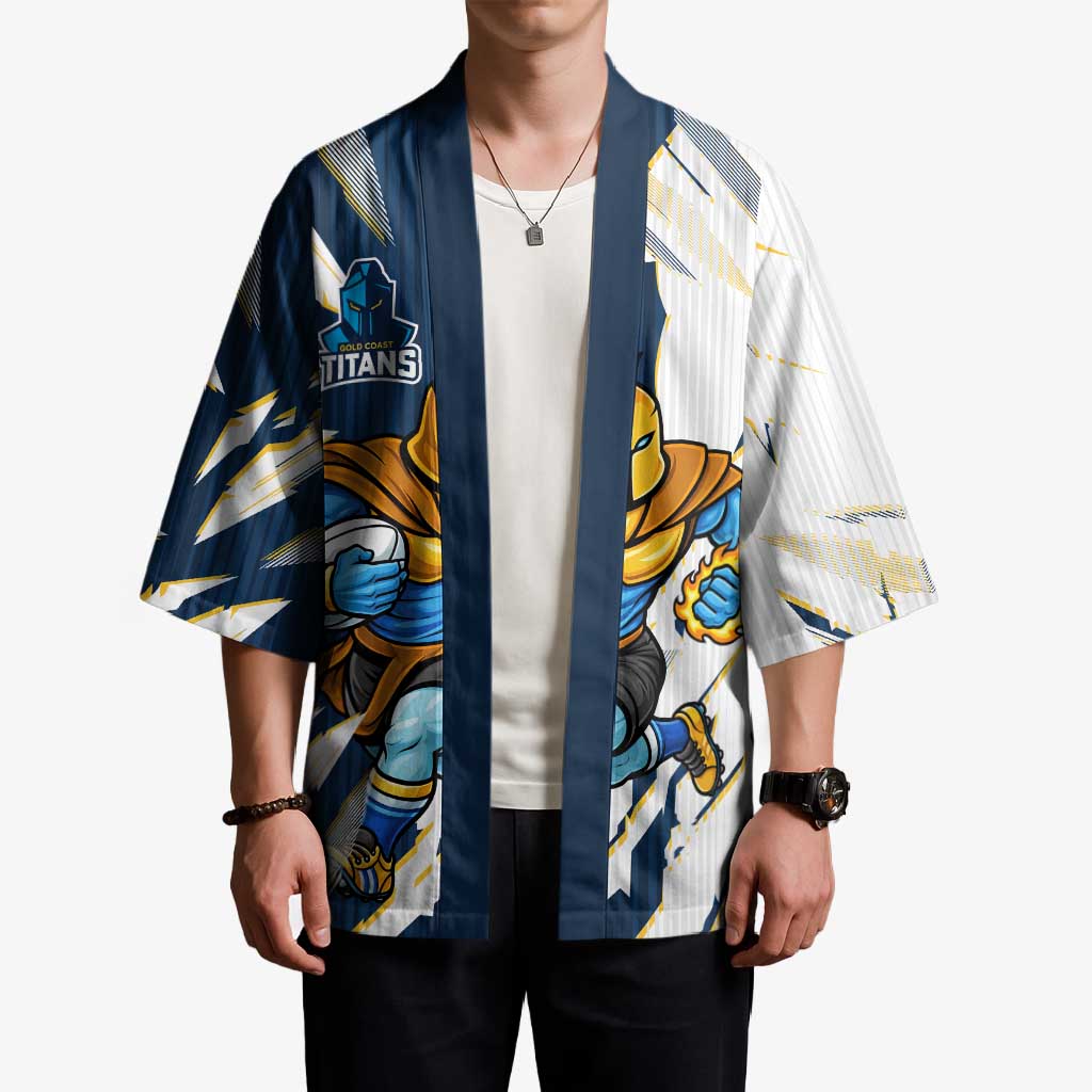 Personalized Gold Coast Titans Kimono Dynamic Lightning Mascot Rugby Australia