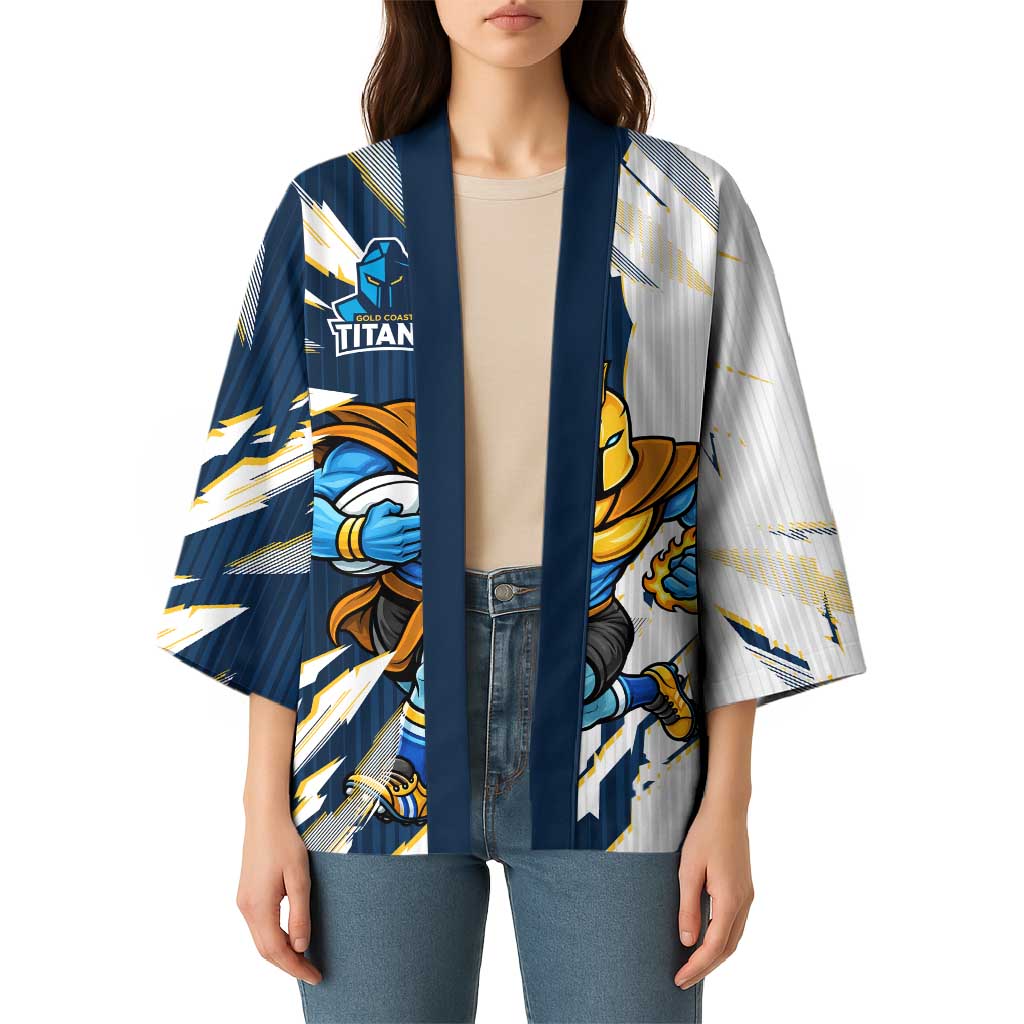 Personalized Gold Coast Titans Kimono Dynamic Lightning Mascot Rugby Australia