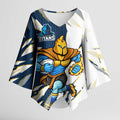 Personalized Gold Coast Titans Kimono Sleeve Blouse Dynamic Lightning Mascot Rugby Australia