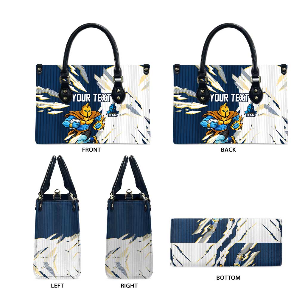 Personalized Gold Coast Titans Leather Bag Dynamic Lightning Mascot Rugby Australia