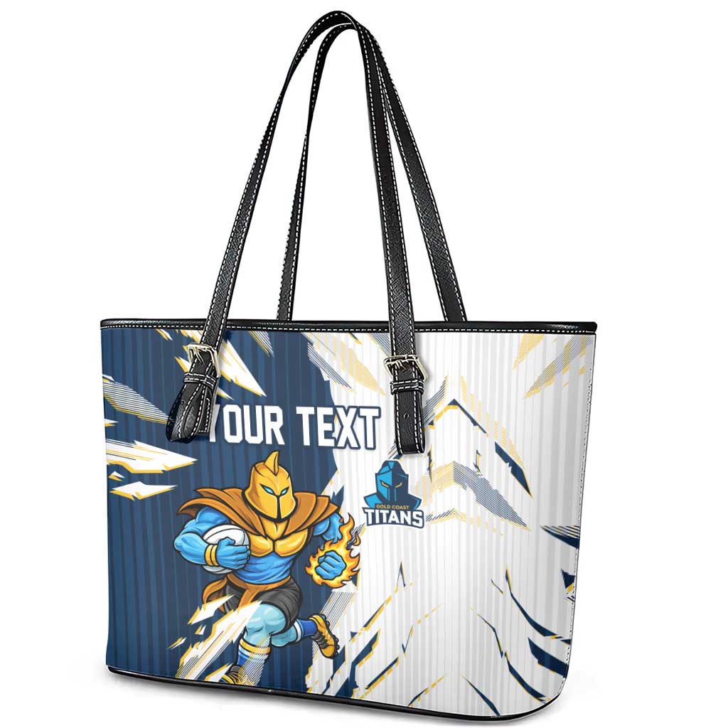 Personalized Gold Coast Titans Leather Tote Bag Dynamic Lightning Mascot Rugby Australia