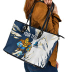 Personalized Gold Coast Titans Leather Tote Bag Dynamic Lightning Mascot Rugby Australia