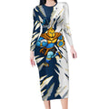 Personalized Gold Coast Titans Long Sleeve Bodycon Dress Dynamic Lightning Mascot Rugby Australia