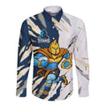 Personalized Gold Coast Titans Long Sleeve Button Shirt Dynamic Lightning Mascot Rugby Australia