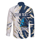 Personalized Gold Coast Titans Long Sleeve Button Shirt Dynamic Lightning Mascot Rugby Australia