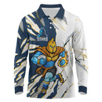 Personalized Gold Coast Titans Long Sleeve Polo Shirt Dynamic Lightning Mascot Rugby Australia