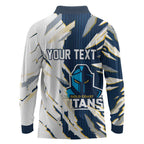 Personalized Gold Coast Titans Long Sleeve Polo Shirt Dynamic Lightning Mascot Rugby Australia