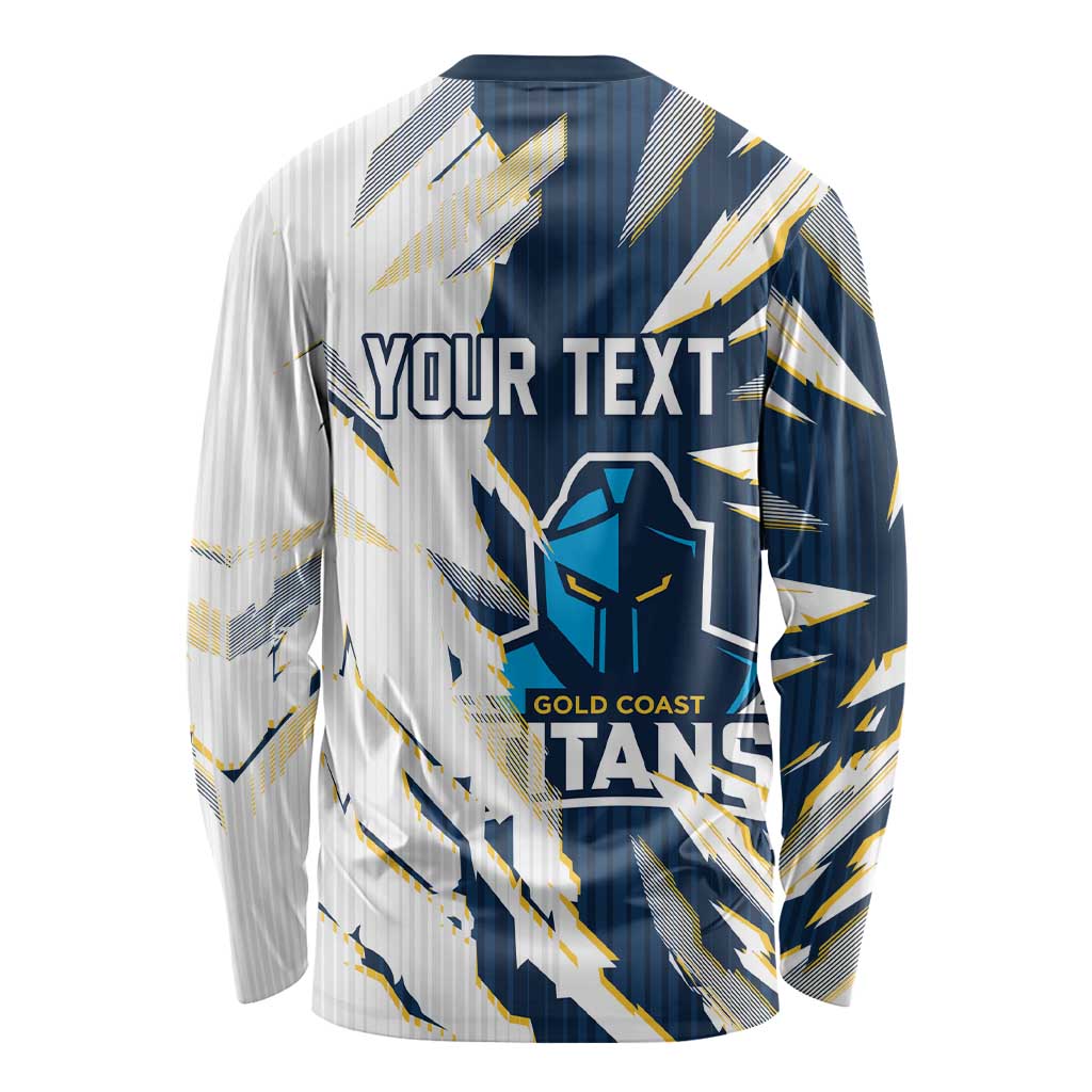 Personalized Gold Coast Titans Long Sleeve Shirt Dynamic Lightning Mascot Rugby Australia