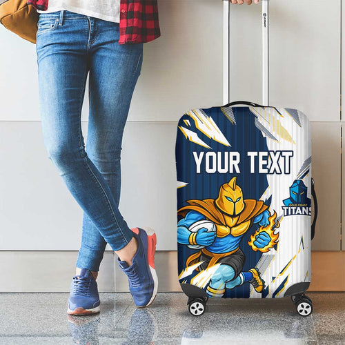 Personalized Gold Coast Titans Luggage Cover Dynamic Lightning Mascot Rugby Australia