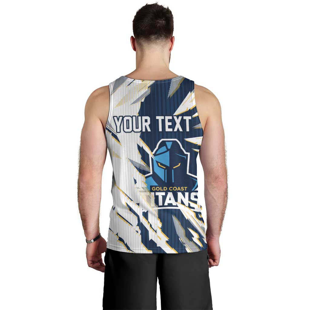 Personalized Gold Coast Titans Men Tank Top Dynamic Lightning Mascot Rugby Australia