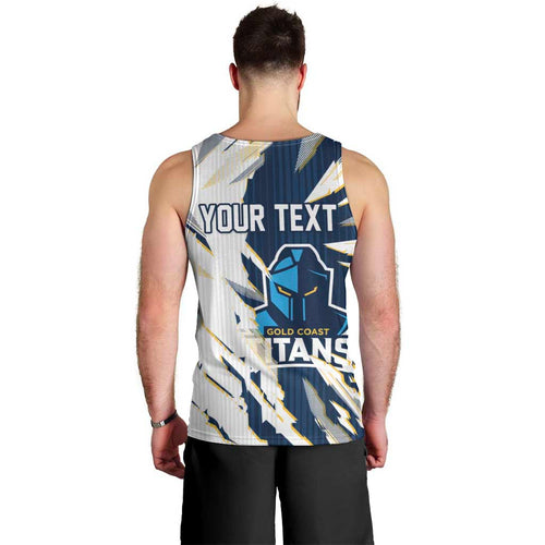 Personalized Gold Coast Titans Men Tank Top Dynamic Lightning Mascot Rugby Australia