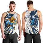 Personalized Gold Coast Titans Men Tank Top Dynamic Lightning Mascot Rugby Australia