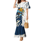 Personalized Gold Coast Titans Mermaid Dress Dynamic Lightning Mascot Rugby Australia