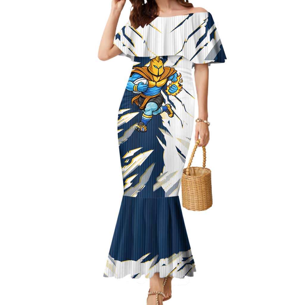 Personalized Gold Coast Titans Mermaid Dress Dynamic Lightning Mascot Rugby Australia