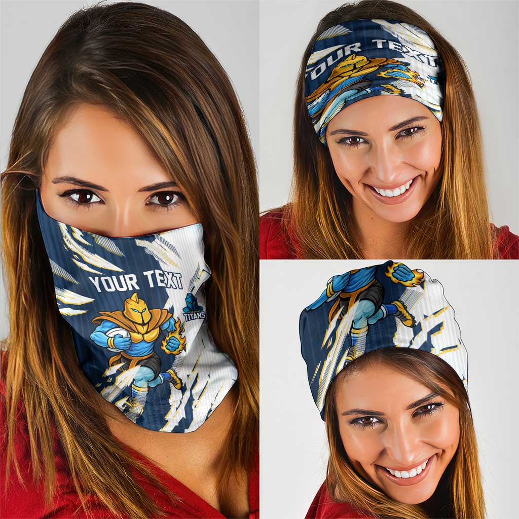 Personalized Gold Coast Titans Neck Gaiter Dynamic Lightning Mascot Rugby Australia