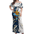 Personalized Gold Coast Titans Off Shoulder Maxi Dress Dynamic Lightning Mascot Rugby Australia
