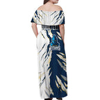 Personalized Gold Coast Titans Off Shoulder Maxi Dress Dynamic Lightning Mascot Rugby Australia