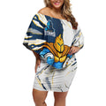 Personalized Gold Coast Titans Off Shoulder Short Dress Dynamic Lightning Mascot Rugby Australia
