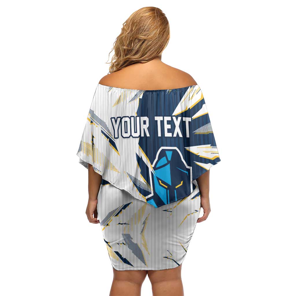 Personalized Gold Coast Titans Off Shoulder Short Dress Dynamic Lightning Mascot Rugby Australia