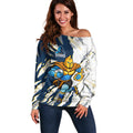 Personalized Gold Coast Titans Off Shoulder Sweater Dynamic Lightning Mascot Rugby Australia