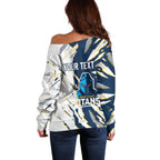Personalized Gold Coast Titans Off Shoulder Sweater Dynamic Lightning Mascot Rugby Australia