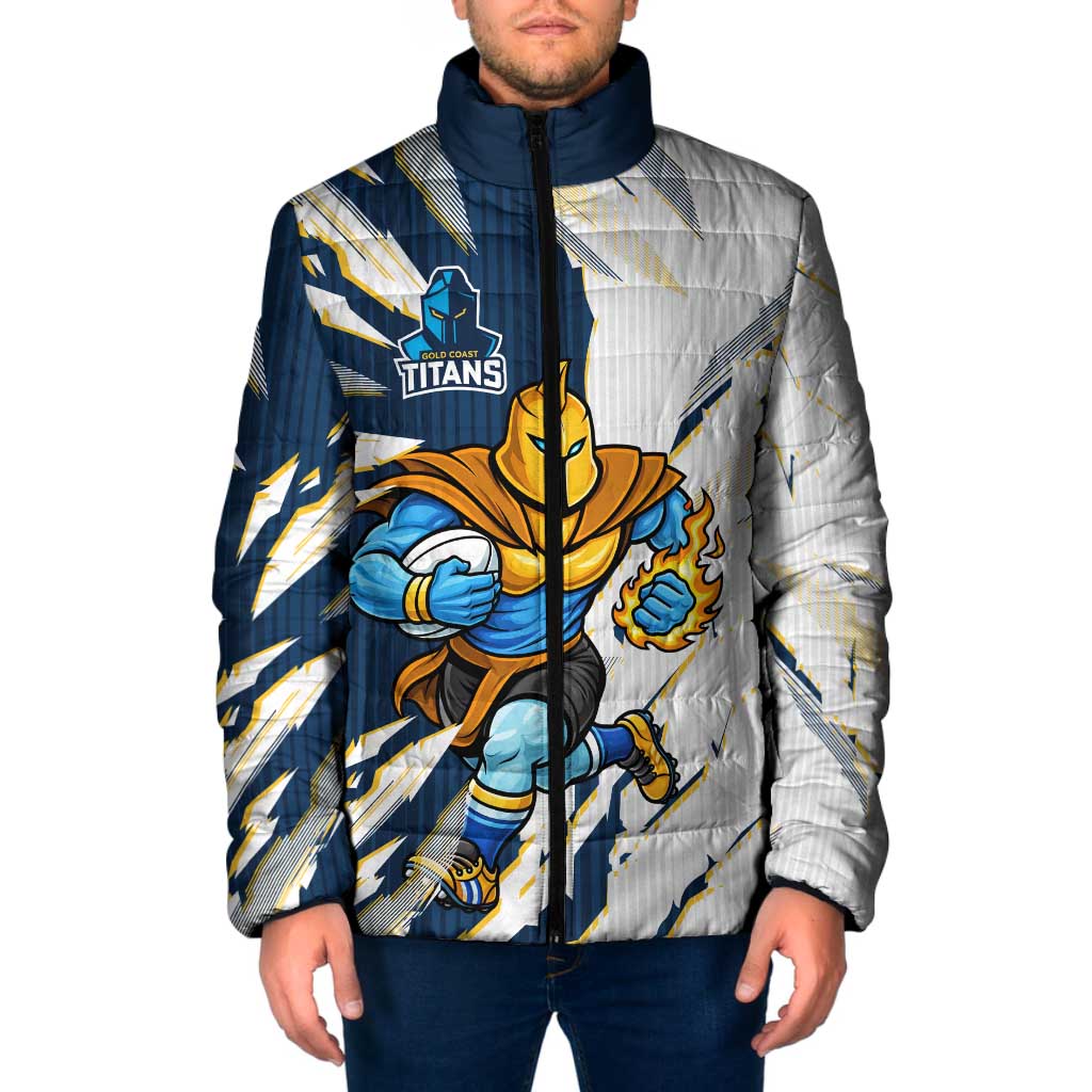 Personalized Gold Coast Titans Padded Jacket Dynamic Lightning Mascot Rugby Australia