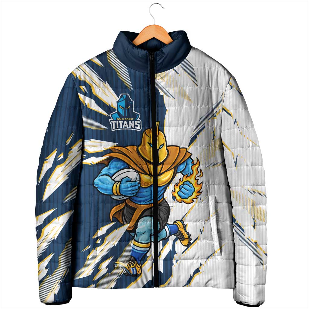 Personalized Gold Coast Titans Padded Jacket Dynamic Lightning Mascot Rugby Australia