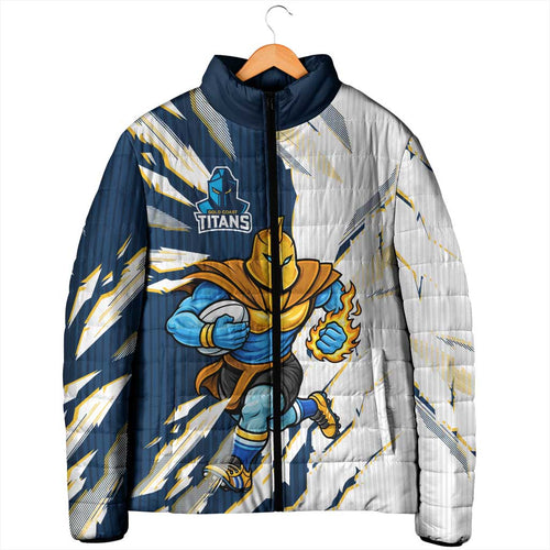 Personalized Gold Coast Titans Padded Jacket Dynamic Lightning Mascot Rugby Australia