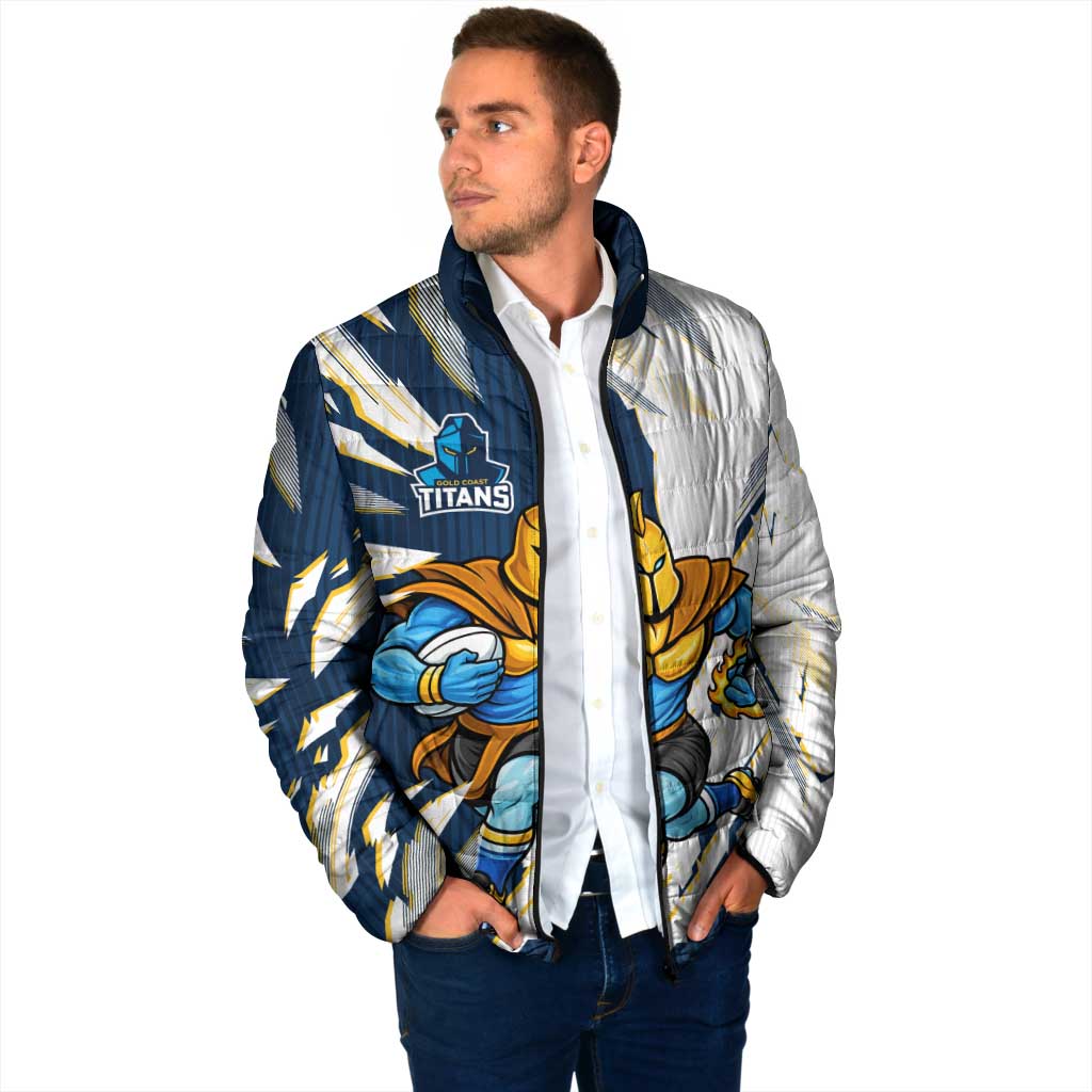 Personalized Gold Coast Titans Padded Jacket Dynamic Lightning Mascot Rugby Australia