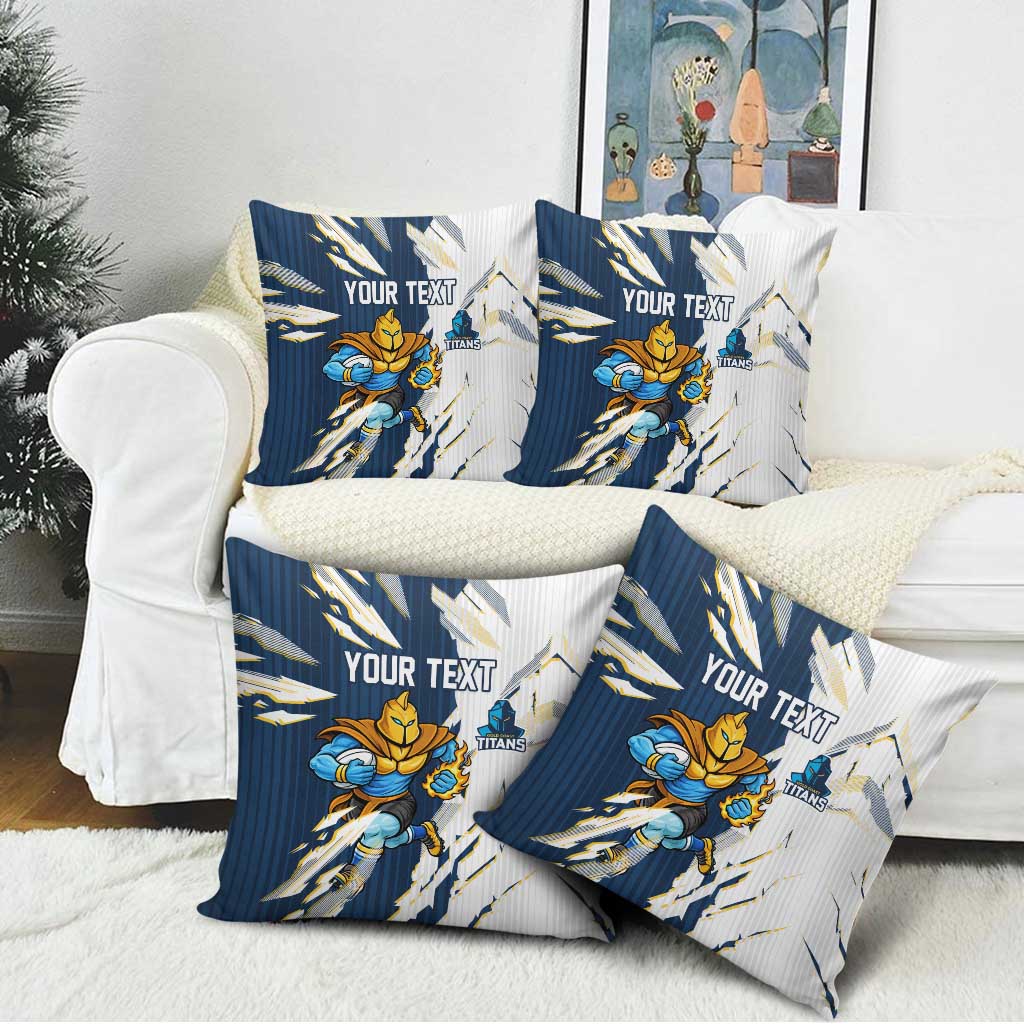 Personalized Gold Coast Titans Pillow Cover Dynamic Lightning Mascot Rugby Australia