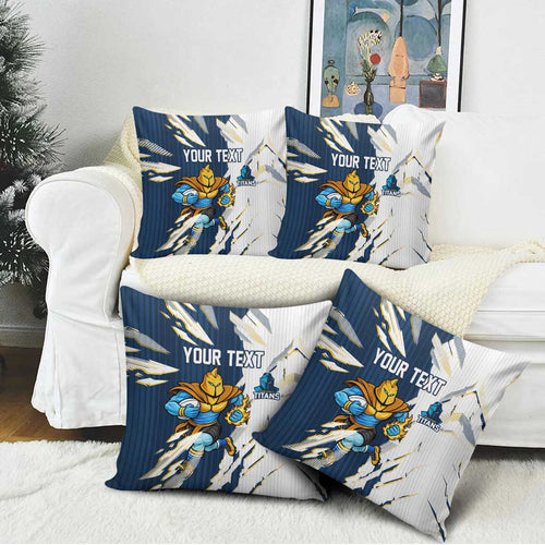 Personalized Gold Coast Titans Pillow Cover Dynamic Lightning Mascot Rugby Australia