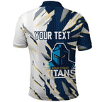 Personalized Gold Coast Titans Polo Shirt Dynamic Lightning Mascot Rugby Australia