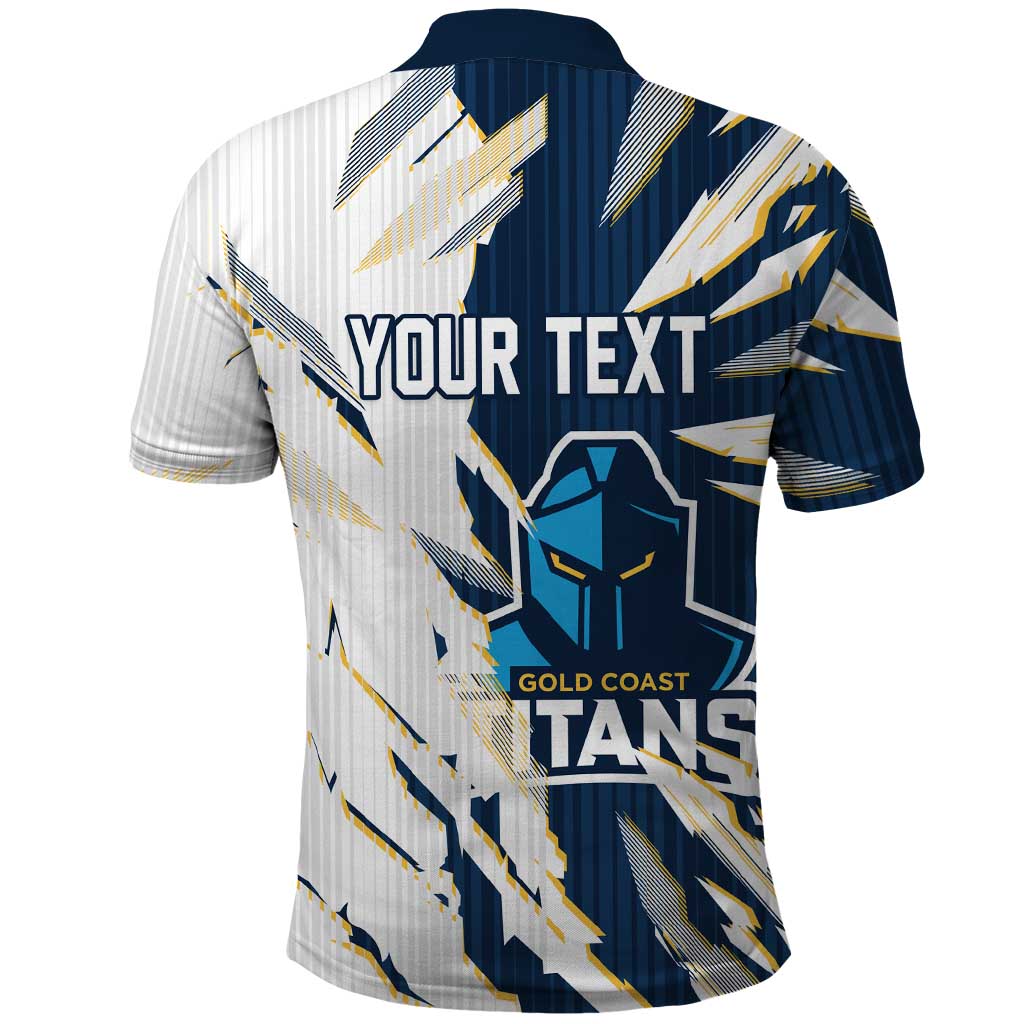 Personalized Gold Coast Titans Polo Shirt Dynamic Lightning Mascot Rugby Australia