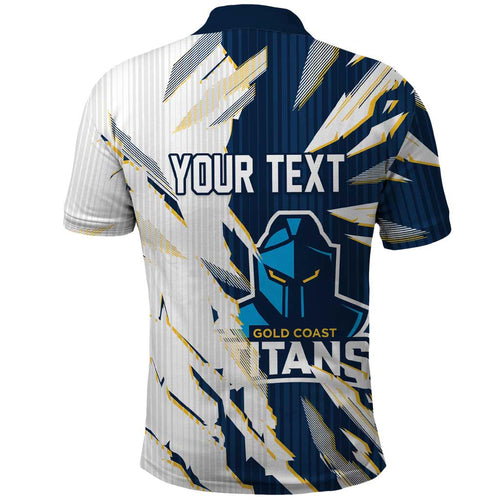 Personalized Gold Coast Titans Polo Shirt Dynamic Lightning Mascot Rugby Australia