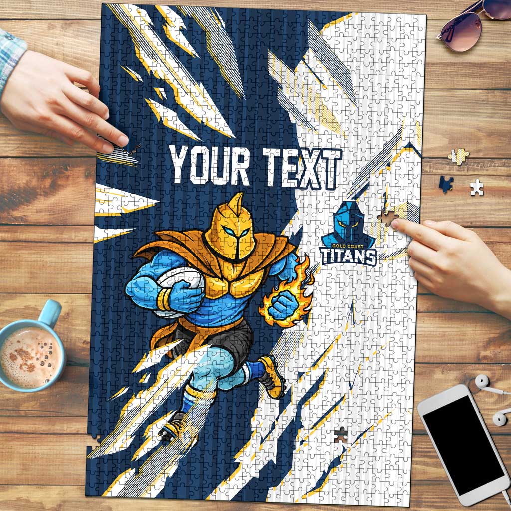 Personalized Gold Coast Titans Puzzle Dynamic Lightning Mascot Rugby Australia