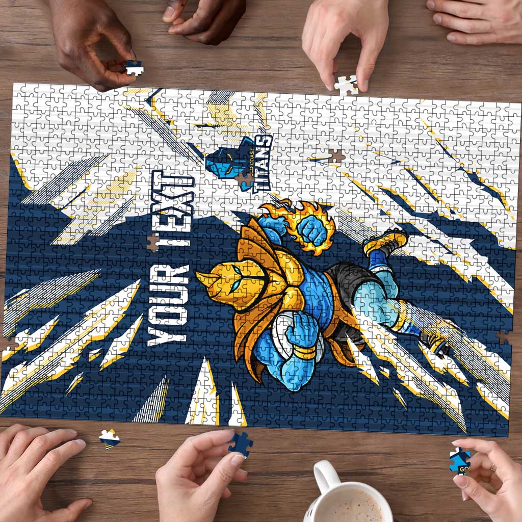 Personalized Gold Coast Titans Puzzle Dynamic Lightning Mascot Rugby Australia