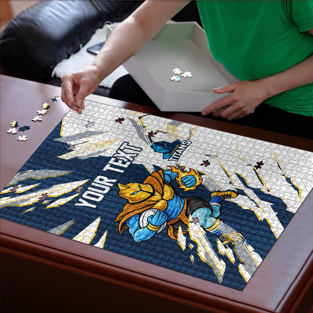 Personalized Gold Coast Titans Puzzle Dynamic Lightning Mascot Rugby Australia