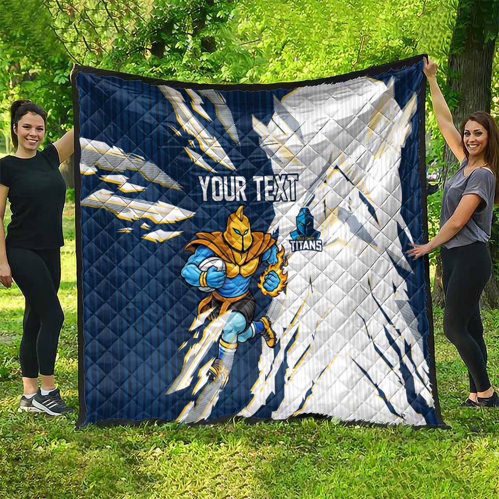 Personalized Gold Coast Titans Quilt Dynamic Lightning Mascot Rugby Australia