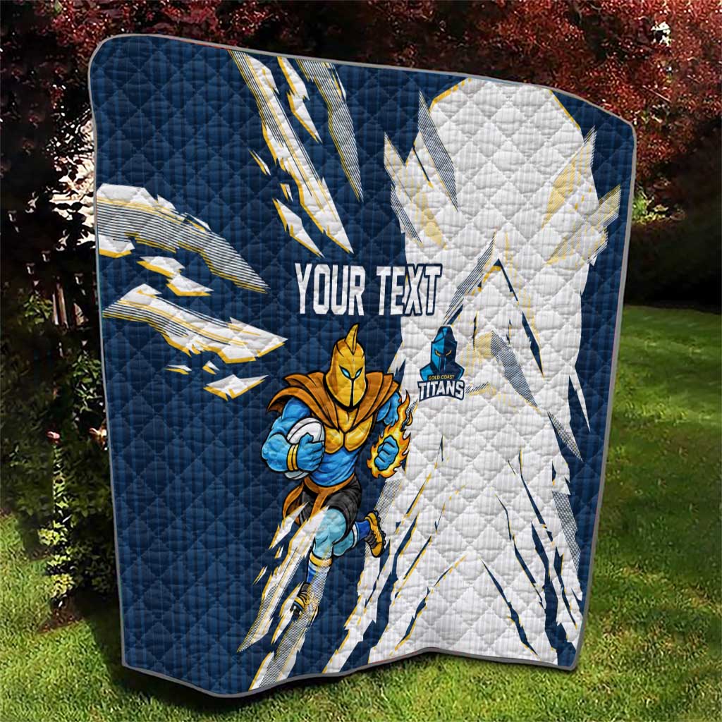 Personalized Gold Coast Titans Quilt Dynamic Lightning Mascot Rugby Australia