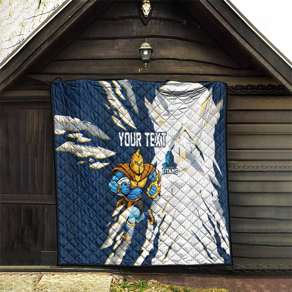 Personalized Gold Coast Titans Quilt Dynamic Lightning Mascot Rugby Australia