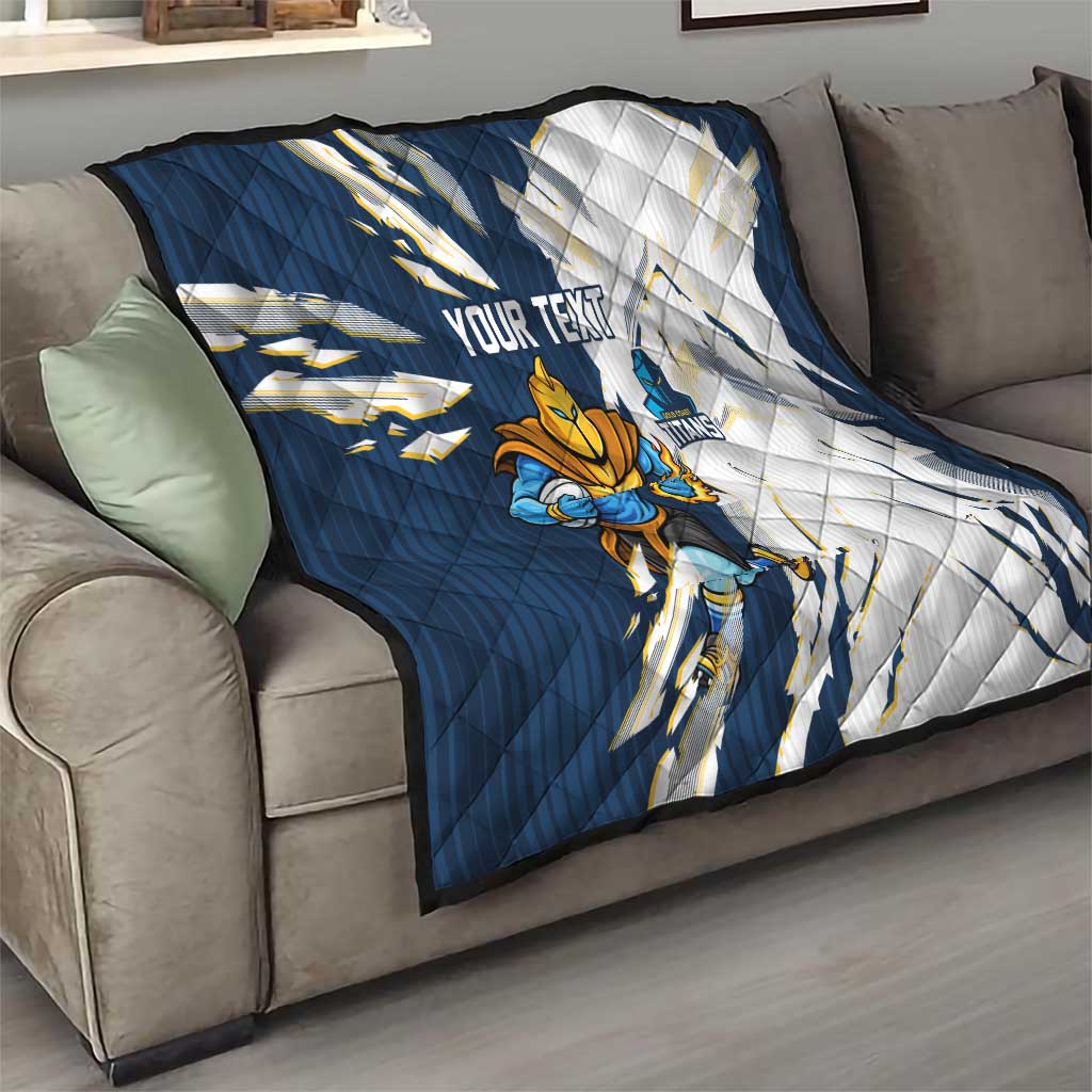 Personalized Gold Coast Titans Quilt Dynamic Lightning Mascot Rugby Australia