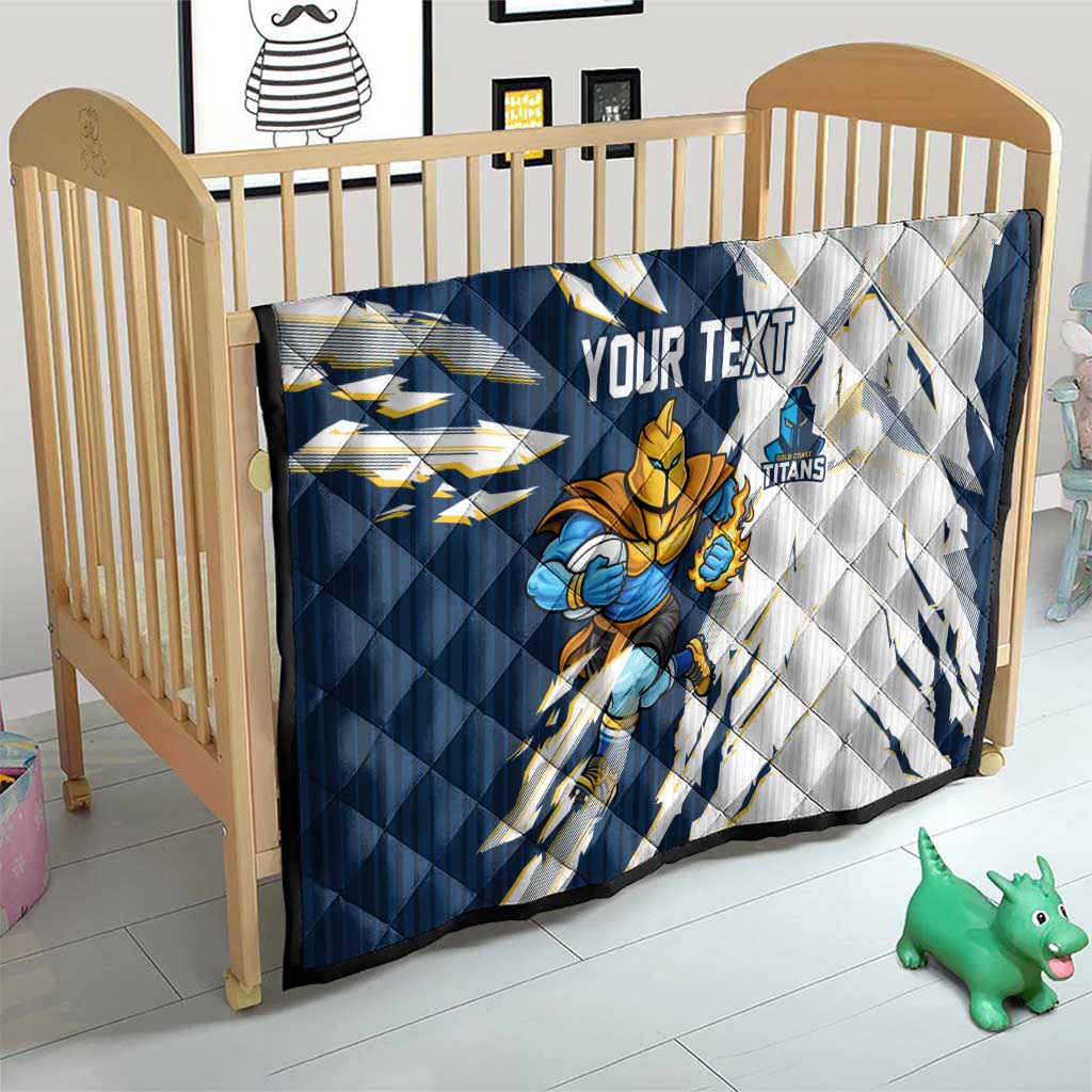 Personalized Gold Coast Titans Quilt Dynamic Lightning Mascot Rugby Australia