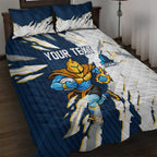 Personalized Gold Coast Titans Quilt Bed Set Dynamic Lightning Mascot Rugby Australia