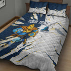 Personalized Gold Coast Titans Quilt Bed Set Dynamic Lightning Mascot Rugby Australia
